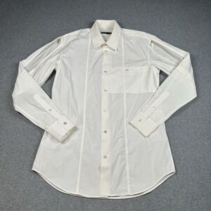 NICOPANDA Deconstructed White Cotton Cutout Button Shirt Womens M Designer